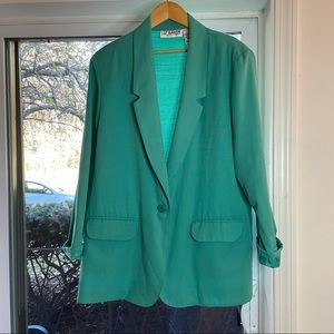 Vintage Liz Baker Essentials Blazer 16 Plus Seafoam Green Button Pockets